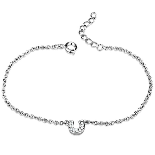 3W710 - Rhodium Brass Bracelet with AAA Grade CZ in Clear - Alamode - Flyclothing LLC