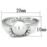 3W722 - Rhodium Brass Ring with Synthetic Pearl in White - Alamode - Flyclothing LLC
