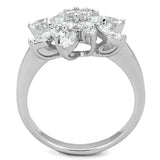 3W725 - Rhodium Brass Ring with AAA Grade CZ in Clear - Alamode - Flyclothing LLC