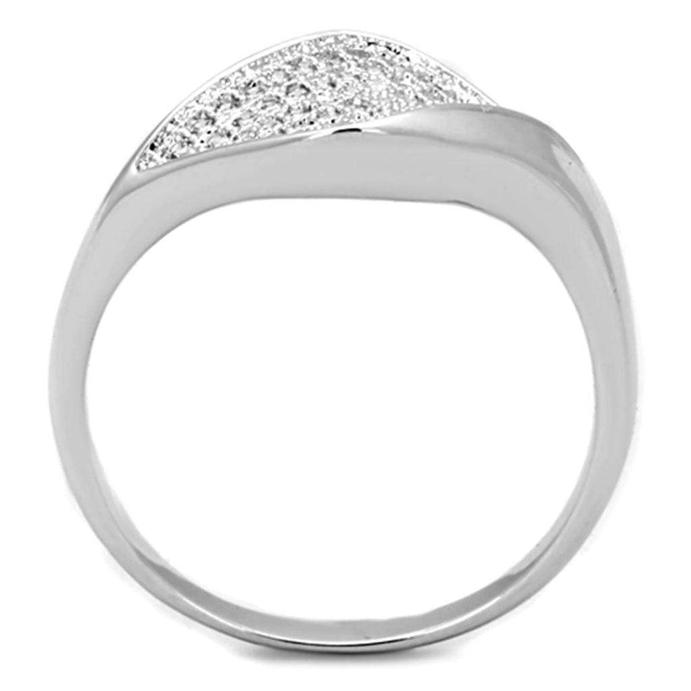 3W726 - Rhodium Brass Ring with AAA Grade CZ in Clear - Alamode - Flyclothing LLC
