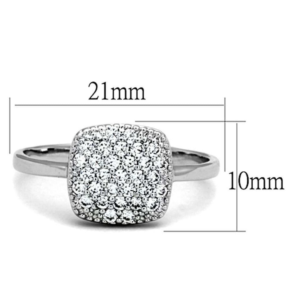3W728 - Rhodium Brass Ring with AAA Grade CZ in Clear - Alamode - Flyclothing LLC