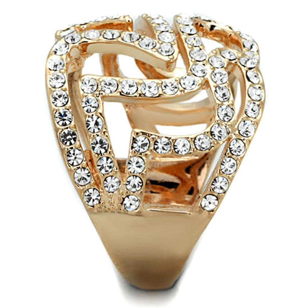 3W733 - Rose Gold Brass Ring with Top Grade Crystal in Clear - Alamode - Flyclothing LLC
