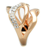 3W737 - Rose Gold Brass Ring with Top Grade Crystal in Clear - Alamode - Flyclothing LLC