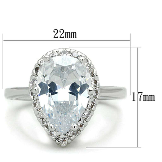 3W750 - Rhodium Brass Ring with AAA Grade CZ in Clear - Alamode - Flyclothing LLC
