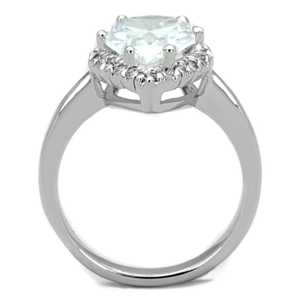 3W750 - Rhodium Brass Ring with AAA Grade CZ in Clear - Alamode - Flyclothing LLC