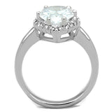 3W750 - Rhodium Brass Ring with AAA Grade CZ in Clear - Alamode - Flyclothing LLC