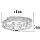 3W751 - Rhodium Brass Ring with AAA Grade CZ in Clear - Alamode - Flyclothing LLC