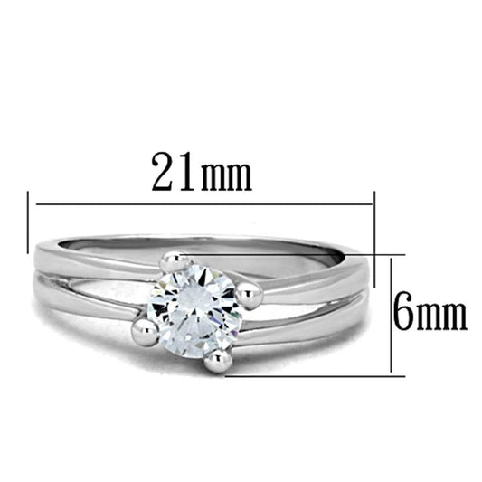 3W764 - Rhodium Brass Ring with AAA Grade CZ in Clear - Alamode - Flyclothing LLC