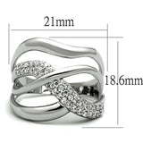 3W766 - Rhodium Brass Ring with AAA Grade CZ in Clear - Alamode - Flyclothing LLC