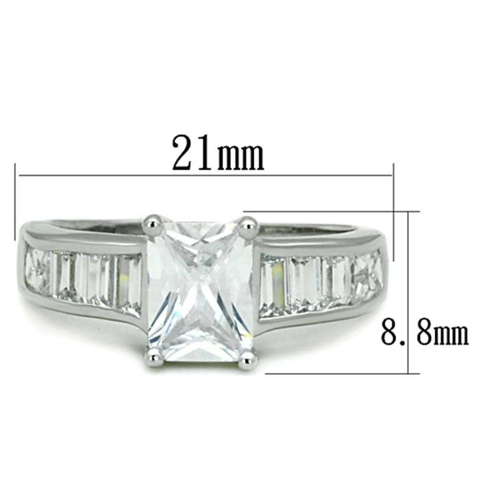 3W769 - Rhodium Brass Ring with AAA Grade CZ in Clear - Alamode - Flyclothing LLC
