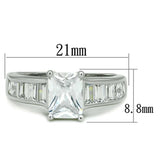 3W769 - Rhodium Brass Ring with AAA Grade CZ in Clear - Alamode - Flyclothing LLC
