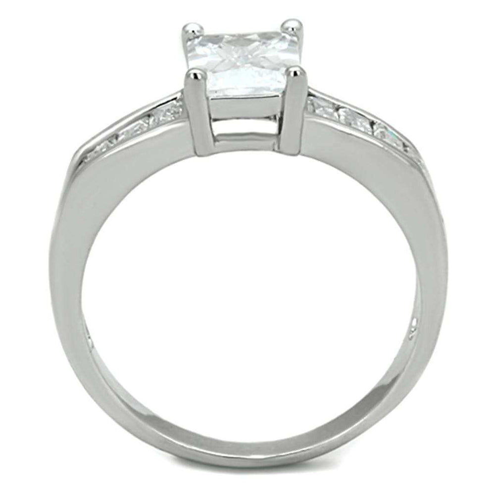 3W769 - Rhodium Brass Ring with AAA Grade CZ in Clear - Alamode - Flyclothing LLC