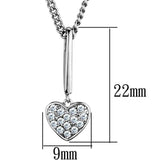 3W773 - Rhodium Brass Chain Pendant with AAA Grade CZ in Clear - Alamode - Flyclothing LLC