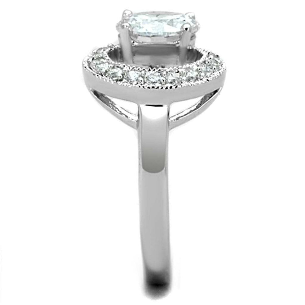 3W774 - Rhodium Brass Ring with AAA Grade CZ in Clear - Alamode - Flyclothing LLC