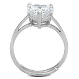 3W776 - Rhodium Brass Ring with AAA Grade CZ in Clear - Alamode - Flyclothing LLC