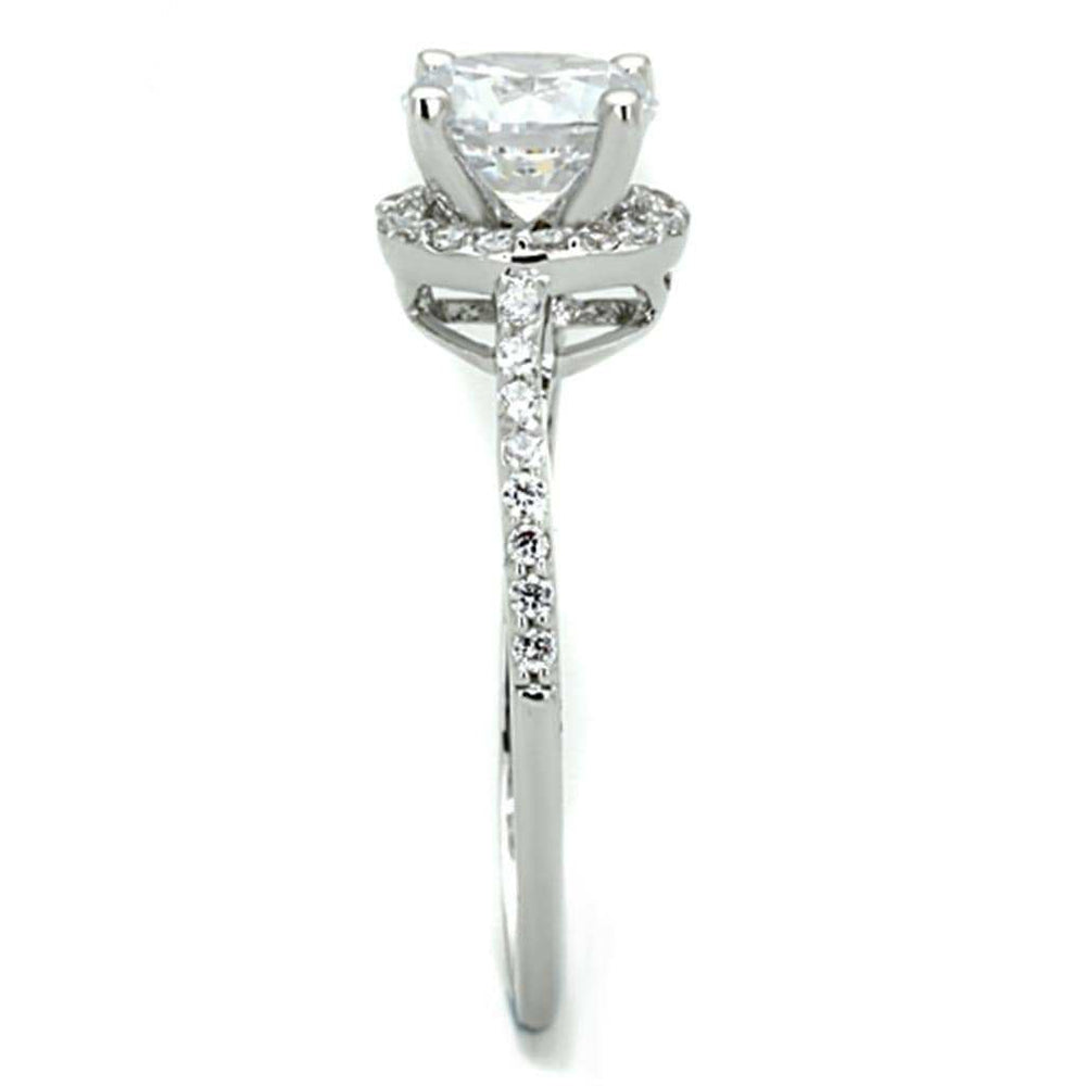 3W801 - Rhodium Brass Ring with AAA Grade CZ in Clear - Alamode - Flyclothing LLC
