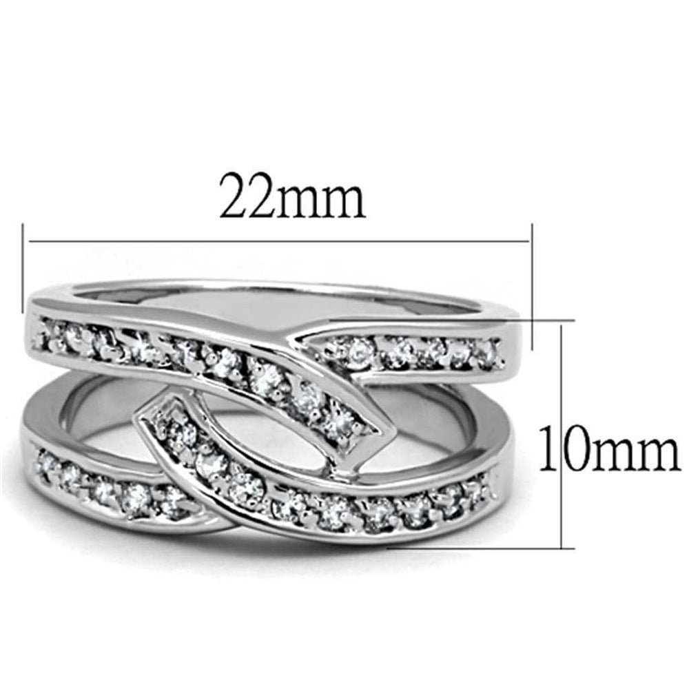 3W806 - Rhodium Brass Ring with AAA Grade CZ in Clear - Alamode - Flyclothing LLC
