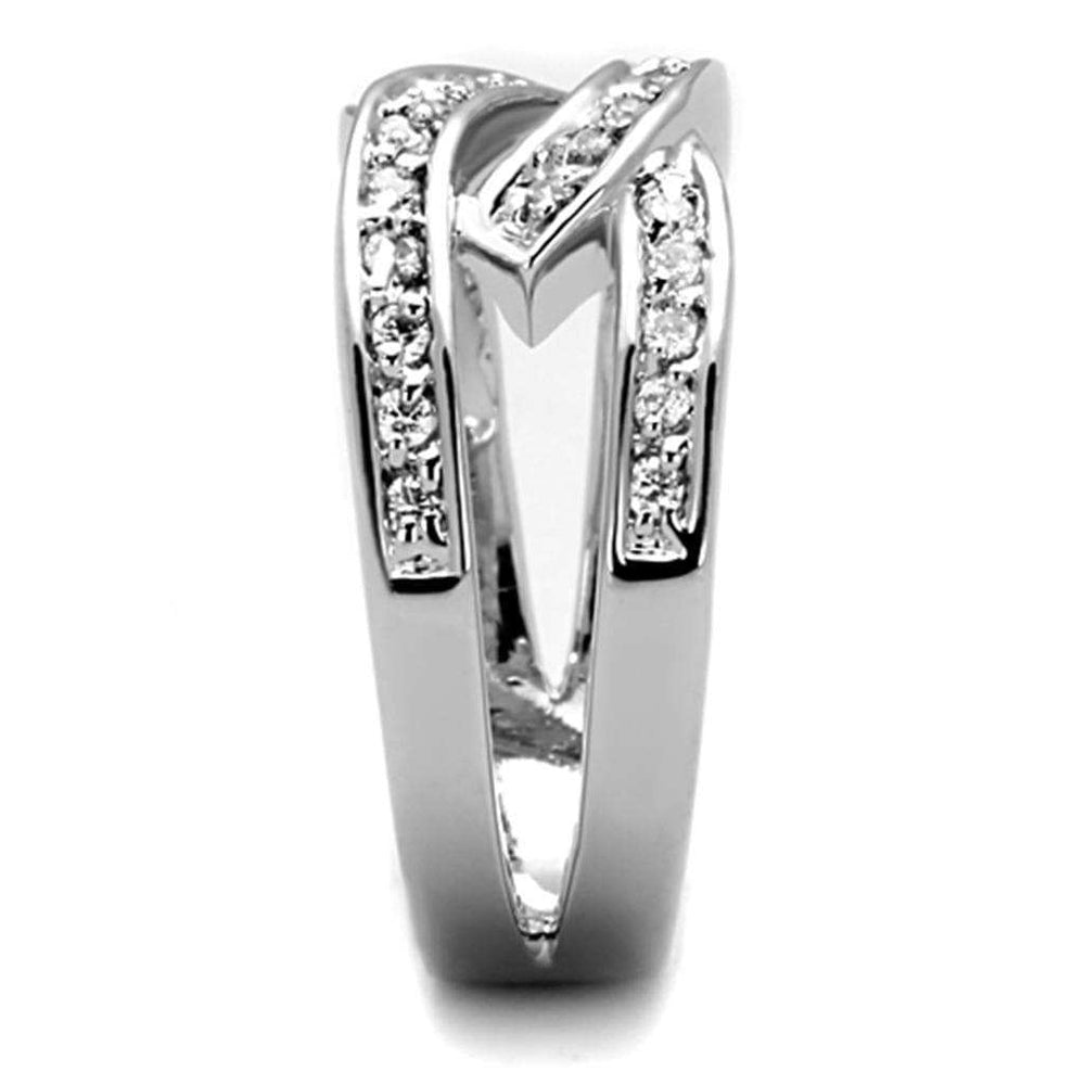 3W806 - Rhodium Brass Ring with AAA Grade CZ in Clear - Alamode - Flyclothing LLC