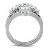 3W815 - Rhodium Brass Ring with AAA Grade CZ in Clear - Alamode - Flyclothing LLC