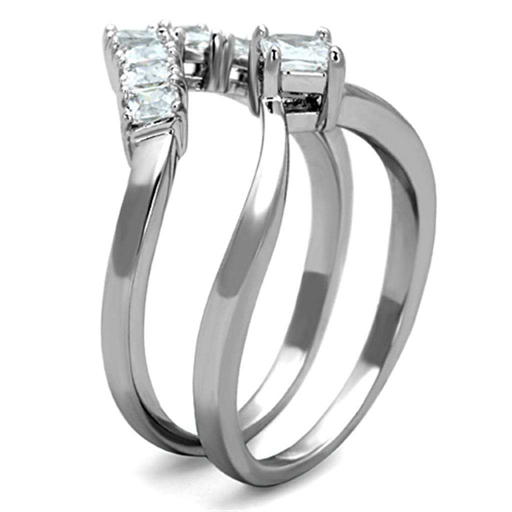 3W815 - Rhodium Brass Ring with AAA Grade CZ in Clear - Alamode - Flyclothing LLC