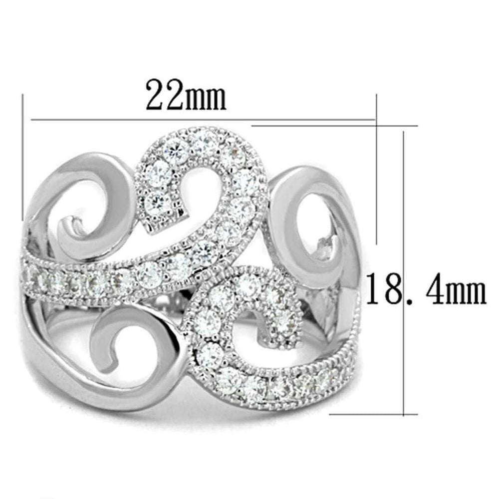 3W827 - Rhodium Brass Ring with AAA Grade CZ in Clear - Alamode - Flyclothing LLC