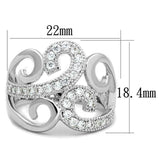 3W827 - Rhodium Brass Ring with AAA Grade CZ in Clear - Alamode - Flyclothing LLC
