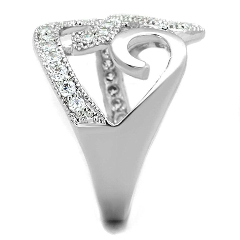 3W827 - Rhodium Brass Ring with AAA Grade CZ in Clear - Alamode - Flyclothing LLC