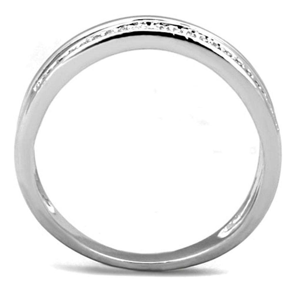3W829 - Rhodium Brass Ring with AAA Grade CZ in Clear - Alamode - Flyclothing LLC
