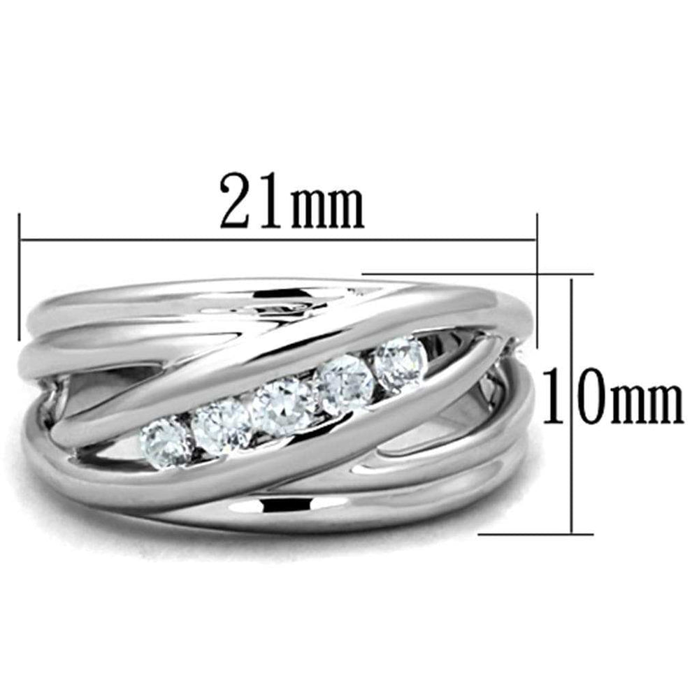 3W830 - Rhodium Brass Ring with AAA Grade CZ in Clear - Alamode - Flyclothing LLC