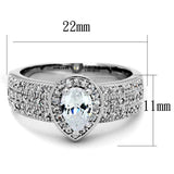 3W831 - Rhodium Brass Ring with AAA Grade CZ in Clear - Alamode - Flyclothing LLC