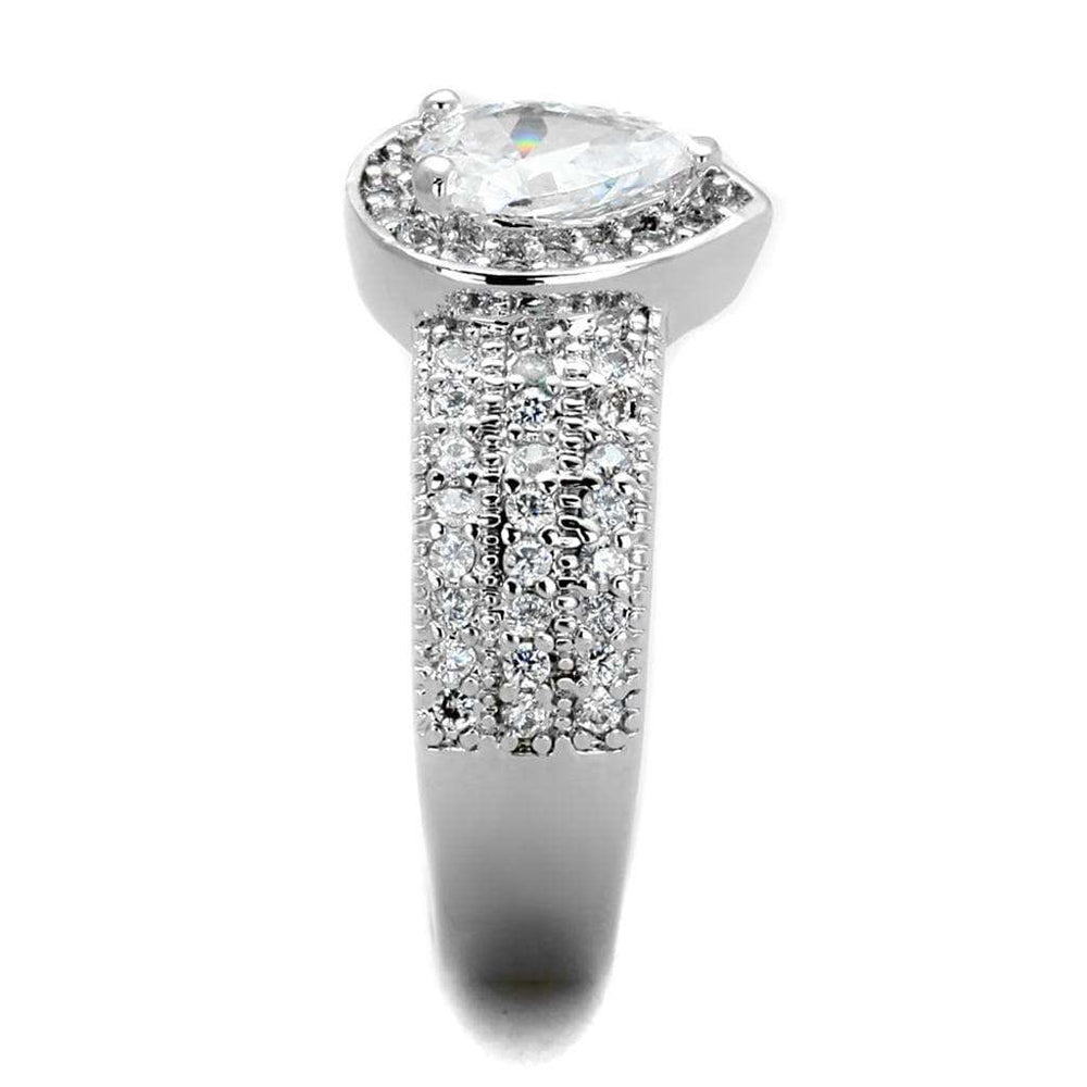 3W831 - Rhodium Brass Ring with AAA Grade CZ in Clear - Alamode - Flyclothing LLC