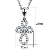 3W845 - Rhodium Brass Chain Pendant with AAA Grade CZ in Clear - Alamode - Flyclothing LLC
