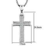 3W846 - Rhodium Brass Chain Pendant with AAA Grade CZ in Clear - Alamode - Flyclothing LLC