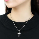 3W846 - Rhodium Brass Chain Pendant with AAA Grade CZ in Clear - Alamode - Flyclothing LLC