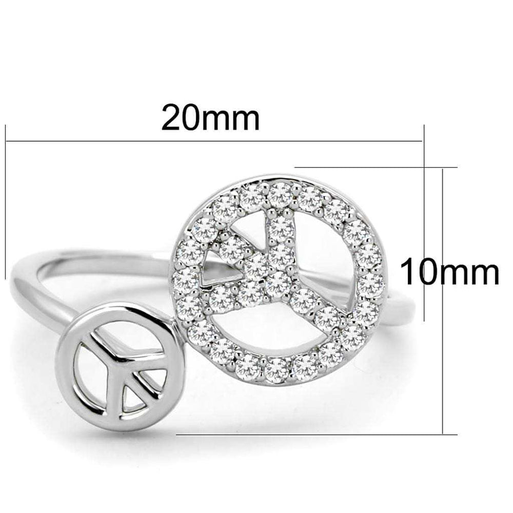 3W853 - Rhodium Brass Ring with AAA Grade CZ in Clear - Alamode - Flyclothing LLC