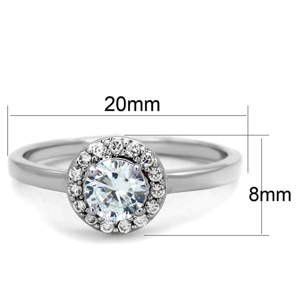 3W863 - Rhodium Brass Ring with AAA Grade CZ in Clear - Alamode - Flyclothing LLC