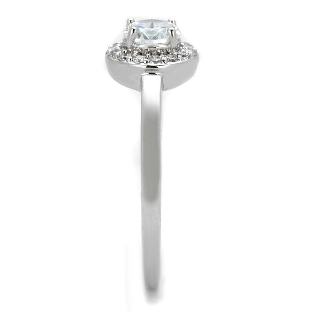 3W863 - Rhodium Brass Ring with AAA Grade CZ in Clear - Alamode - Flyclothing LLC