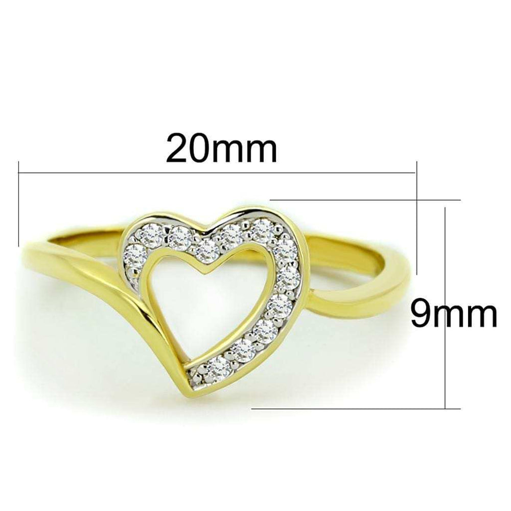 3W870 - Gold+Rhodium Brass Ring with AAA Grade CZ in Clear - Alamode - Flyclothing LLC