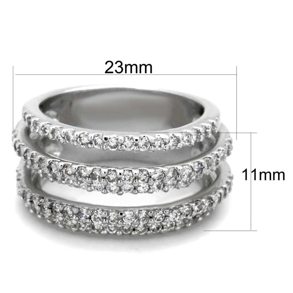 3W871 - Rhodium Brass Ring with AAA Grade CZ in Clear - Alamode - Flyclothing LLC
