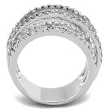 3W871 - Rhodium Brass Ring with AAA Grade CZ in Clear - Alamode - Flyclothing LLC