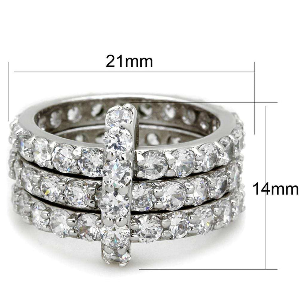 3W875 - Rhodium Brass Ring with AAA Grade CZ in Clear - Alamode - Flyclothing LLC
