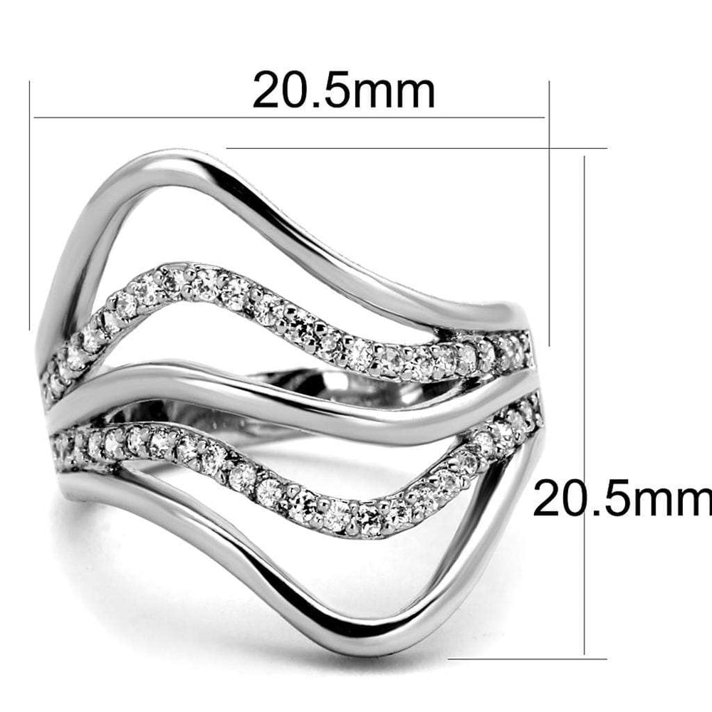 3W878 - Rhodium Brass Ring with AAA Grade CZ in Clear - Alamode - Flyclothing LLC