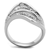 3W878 - Rhodium Brass Ring with AAA Grade CZ in Clear - Alamode - Flyclothing LLC