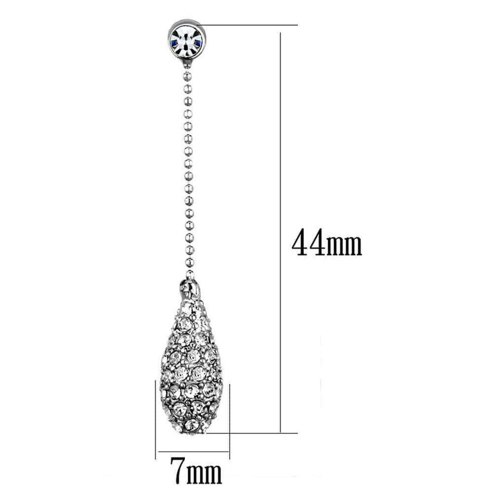 3W898 - Rhodium Brass Earrings with Top Grade Crystal in Clear - Alamode - Flyclothing LLC