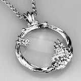 3W907 - Rhodium Brass Magnifier pendant with Top Grade Crystal in Clear - Alamode - Flyclothing LLC