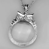 3W921 - Rhodium Brass Magnifier pendant with Top Grade Crystal in Clear - Alamode - Flyclothing LLC