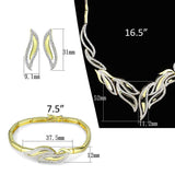 3W941 - Gold+Rhodium Brass Jewelry Sets with AAA Grade CZ in Clear - Alamode - Flyclothing LLC