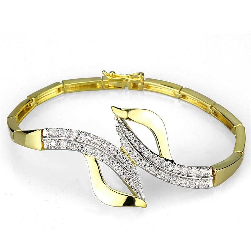 3W942 - Gold+Rhodium Brass Jewelry Sets with AAA Grade CZ in Clear - Alamode - Flyclothing LLC