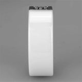 3W952 - High polished (no plating) Stainless Steel Ring with Ceramic in White - Alamode - Flyclothing LLC