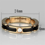 3W960 - IP Rose Gold(Ion Plating) Stainless Steel Ring with Ceramic in Jet - Alamode - Flyclothing LLC